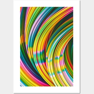 Psychedelic Rainbow Colorful Abstract Art Strands Posters and Art